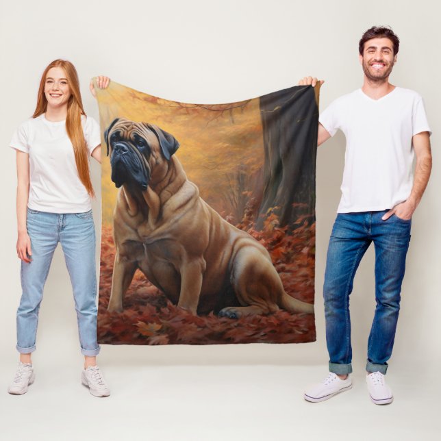 Bullmastiff im Herbst Leaves Fall Inspiriert Fleecedecke (Beispiel)