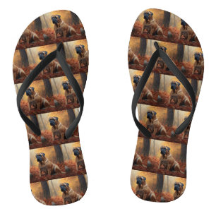 Bullmastiff im Herbstlaubfall inspiriert Flip Flops