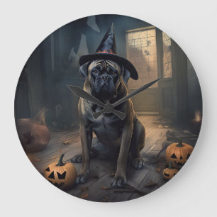 Bullmastiff-Kürbisse Halloween Gruselig Große Wanduhr
