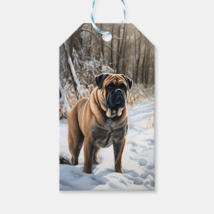 Bullmastiff Lass es schneien Weihnachten Geschenkanhänger