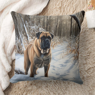 Bullmastiff Lass es schneien Weihnachten Kissen