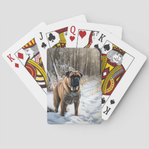 Bullmastiff Lass es schneien Weihnachten Spielkarten