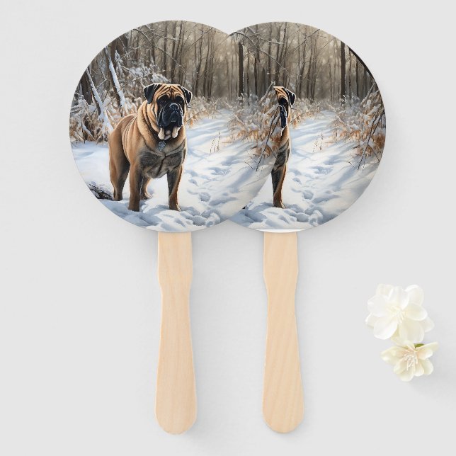 Bullmastiff Let It Schnee Weihnachten Fächer (Vorne und Hinten)