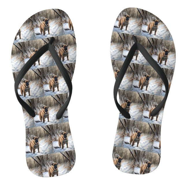 Bullmastiff Let It Schnee Weihnachten Flip Flops (Fußbett)