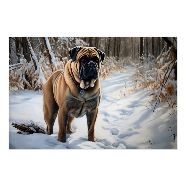 Bullmastiff Let It Schnee Weihnachten Poster (Vorderseite)