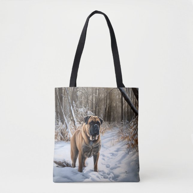 Bullmastiff Let It Schnee Weihnachten Tasche (Vorderseite)