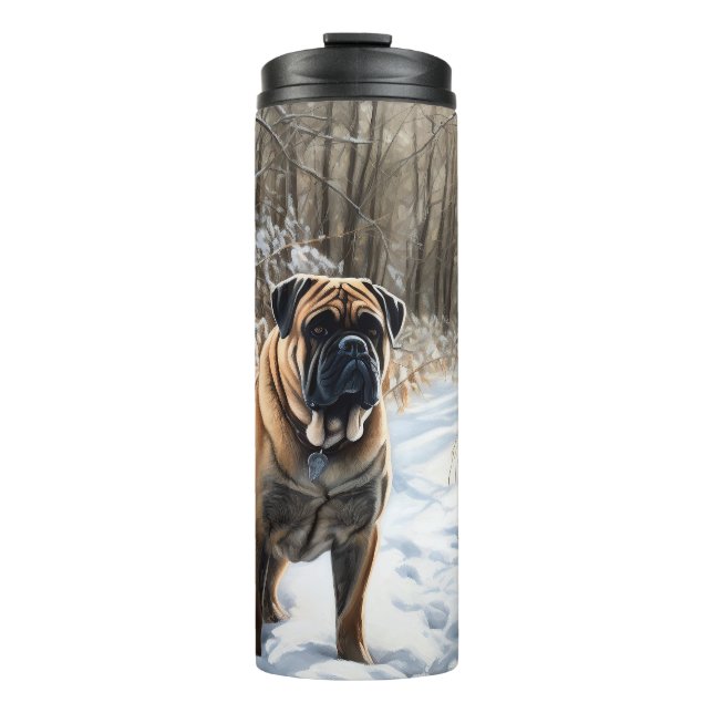 Bullmastiff Let It Schnee Weihnachten Thermosbecher (Vorderseite)