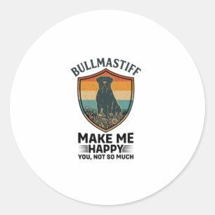 Bullmastiff Mach mich glücklich Hund Shield Retro  Runder Aufkleber