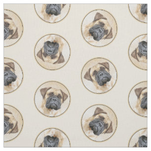 Bullmastiff Malerei Fawn Red Sable Niedlich Hunde Stoff