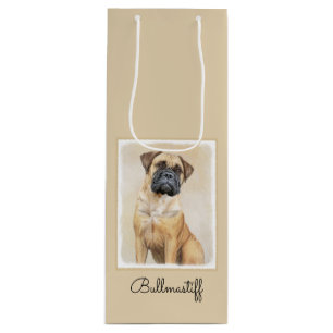 Bullmastiff-Malerei - Niedliche Original Dog Art Geschenktüte Für Weinflaschen