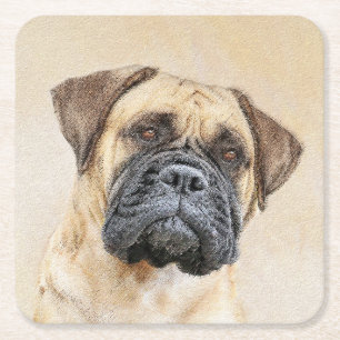 Bullmastiff-Malerei - Niedliche Original Dog Art Rechteckiger Pappuntersetzer