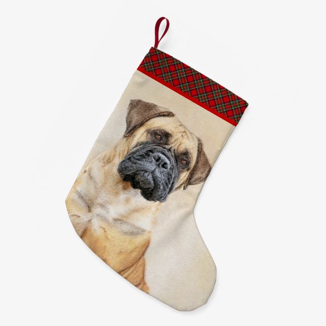 Bullmastiff-Malerei - Niedliche Original Hunde-Kun Kleiner Weihnachtsstrumpf (Vorderansicht (hängend))