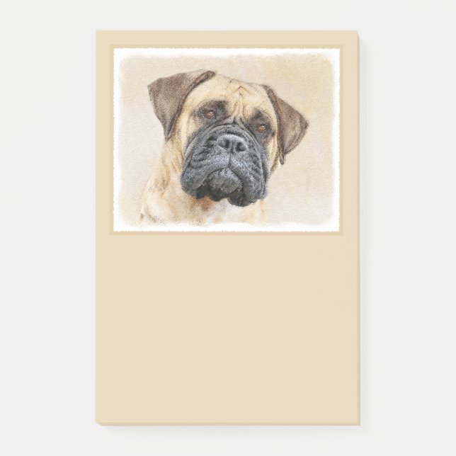 Bullmastiff-Malerei - Niedliche Original Hunde-Kun Post-it Klebezettel (Vorderseite)