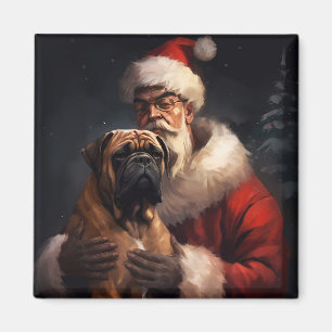 Bullmastiff mit Santa Claus Festive Weihnachten Magnet