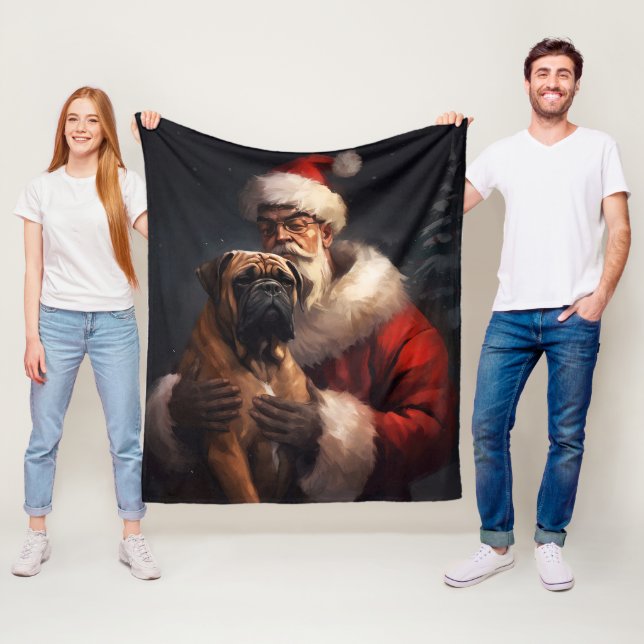 Bullmastiff mit Weihnachtsmann Weihnachten Fleecedecke (Beispiel)