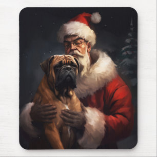 Bullmastiff mit Weihnachtsmann Weihnachten Mousepad