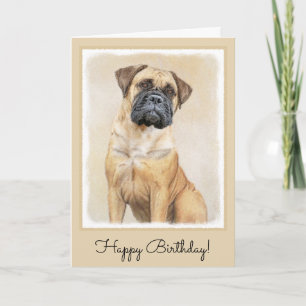 Bullmastiff Painting - Cute Original Dog Art Karte