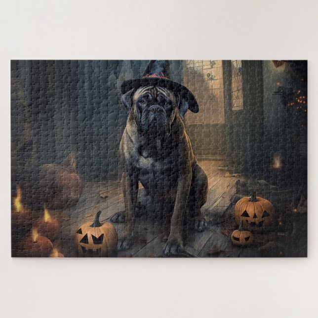 Bullmastiff Pumpkins Halloween Beängstigend (Horizontal)