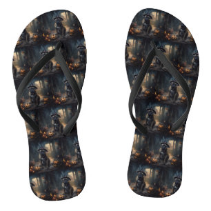 Bullmastiff Pumpkins Halloween Beängstigend Flip Flops