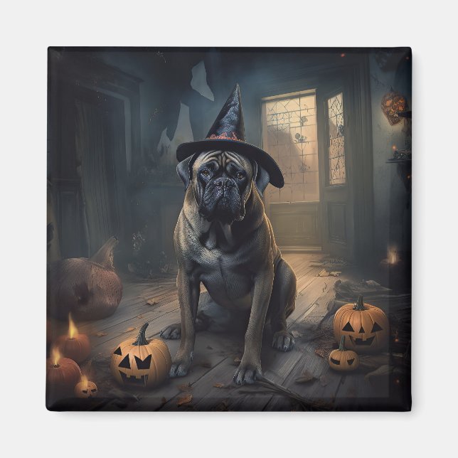 Bullmastiff Pumpkins Halloween Beängstigend Magnet (Vorne)