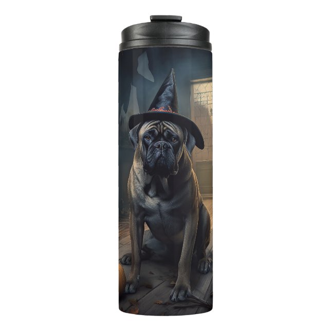 Bullmastiff Pumpkins Halloween Beängstigend Thermosbecher (Vorderseite)
