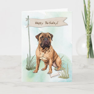 Bullmastiff-Rasse Hund im Freien unter Geburtstags Karte