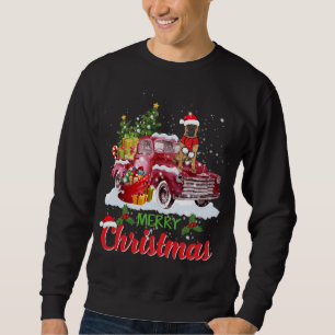 Bullmastiff Riding Red Truck Frohe Weihnachten Wei Sweatshirt