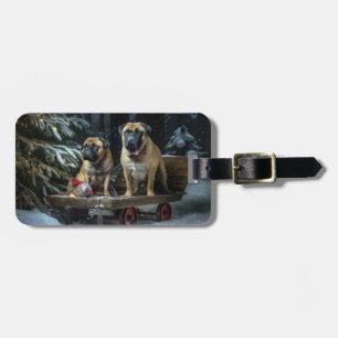 Bullmastiff Snowy Sleigh Weihnachtsdekor Gepäckanhänger