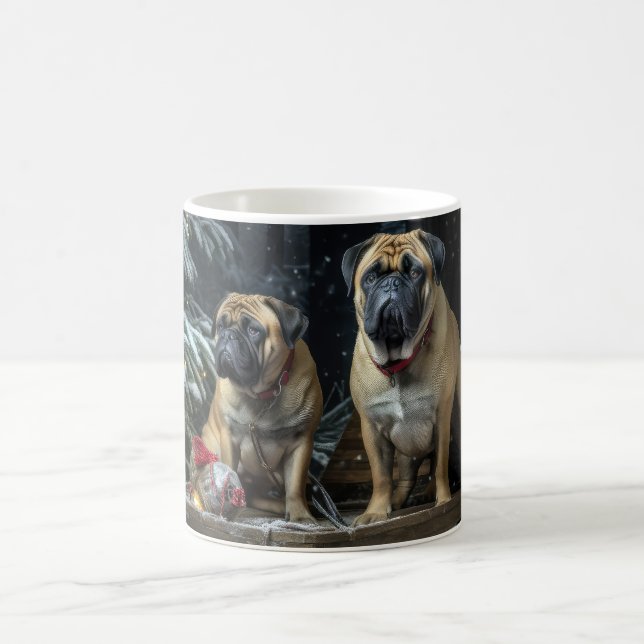 Bullmastiff Snowy Sleigh Weihnachtsdekor Kaffeetasse (Mittel)