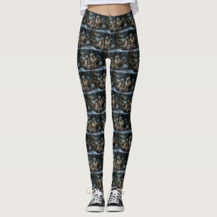 Bullmastiff Snowy Sleigh Weihnachtsdekor Leggings