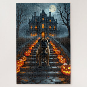 Bullmastiff Spukvilla Halloween Kunst