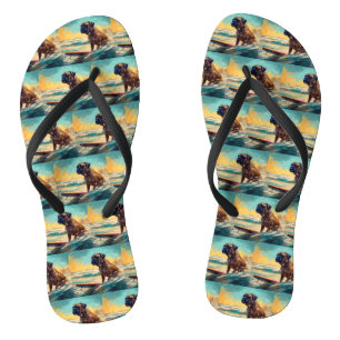 Bullmastiff-Strand-Surfing-Malerei Flip Flops