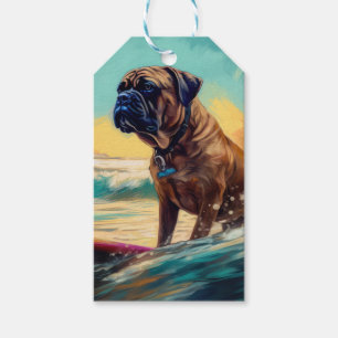 Bullmastiff-Strand-Surfing-Malerei Geschenkanhänger