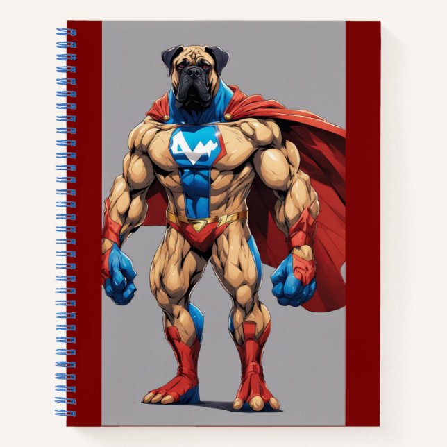 Bullmastiff Superheld-Notebook Notizbuch (Vorderseite)