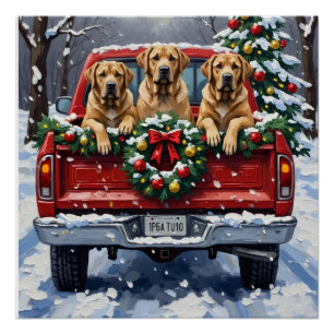 Bullmastiff Weihnachten Rotes Lastwagen Ferien Poster