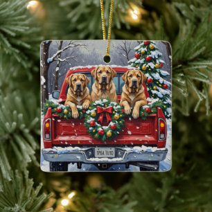 Bullmastiff Weihnachten Rotes Lastwagen Urlaub Keramikornament