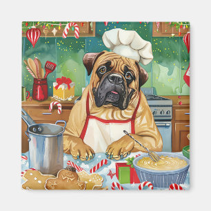 Bullmastiff-Weihnachtsbacken: Festliches Weihnacht Magnet