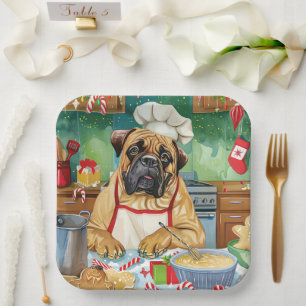 Bullmastiff-Weihnachtsbäckerei: Festliches Christm Pappteller