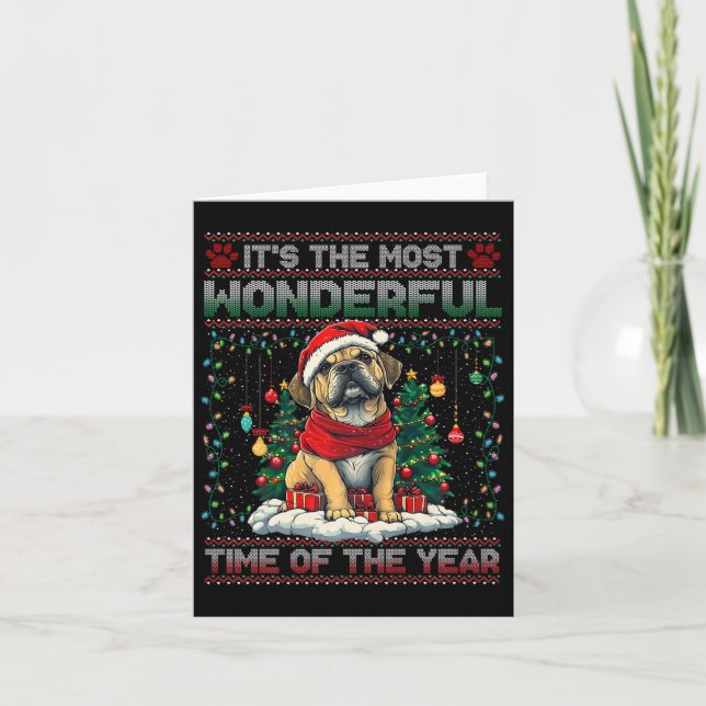Bullmastiff Weihnachtsbaum Dekorationen Hund Lover Karte (Vorderseite)