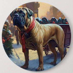 Bullmastiff Weihnachtsfeiertage Button