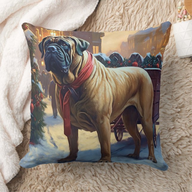 Bullmastiff Weihnachtsfeiertage Kissen (Decke)