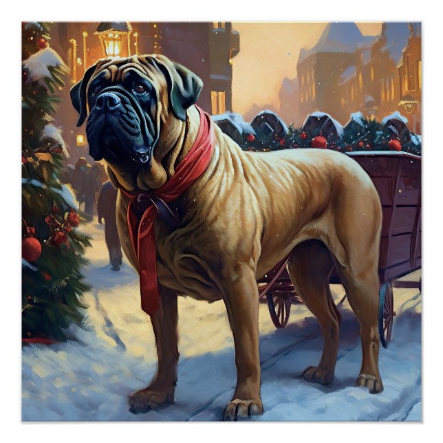 Bullmastiff Weihnachtsfeiertage Poster (Vorderseite)