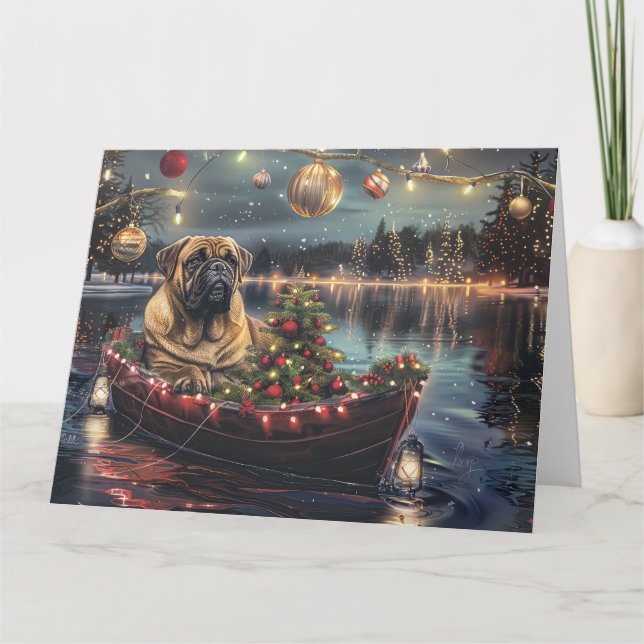 Bullmastiff Weihnachtsfest Reise Karte (Vorderseite)
