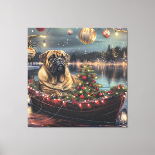 Bullmastiff Weihnachtsfest Reise Leinwanddruck