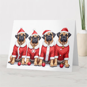 Bullmastiff-Weihnachtskleid mit Santa-Hut Karte