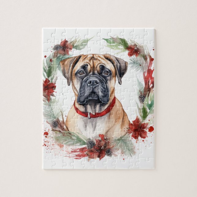 Bullmastiff Weihnachtsmann Festliche Jungfrau (Vertikal)