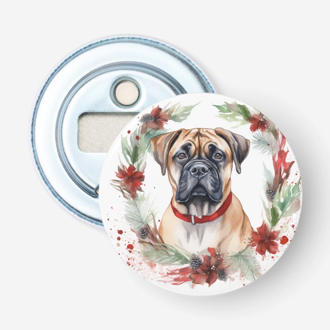 Bullmastiff Weihnachtsmann Festliche Jungfrau Flaschenöffner (Vorderseite)