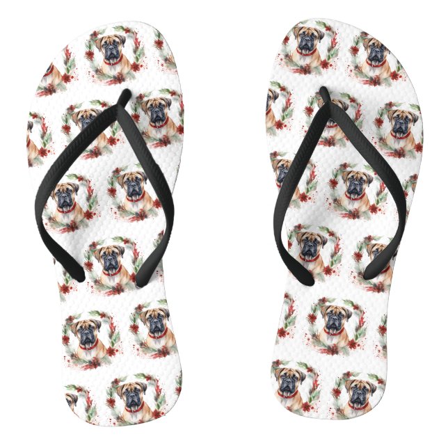 Bullmastiff Weihnachtsmann Festliche Jungfrau Flip Flops (Fußbett)