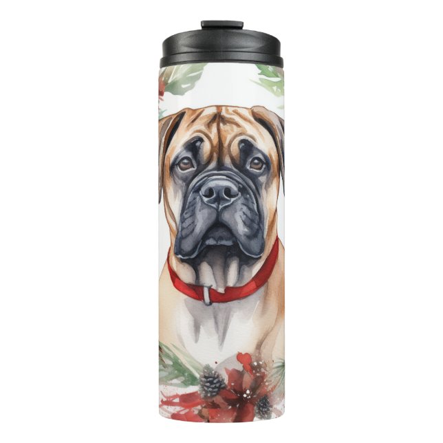 Bullmastiff Weihnachtsmann Festliche Jungfrau Thermosbecher (Vorderseite)