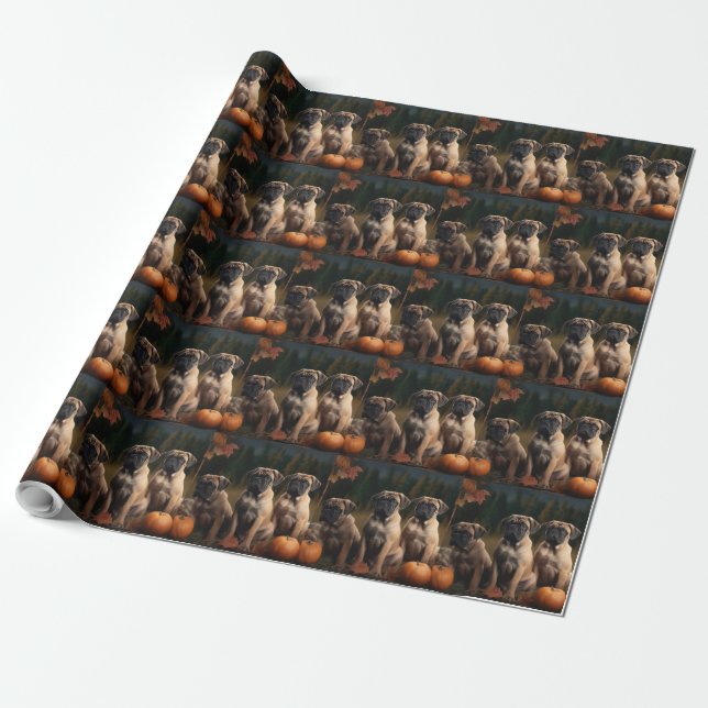 Bullmastiff Welpe Autumn Delight Pumpen Geschenkpapier (Ungerollt)
